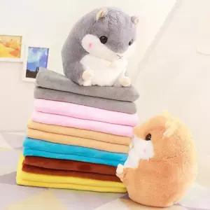 담요 90x60 햄스터 햄찌 무릎 쿠션 캠핑 이불 극세사 인형