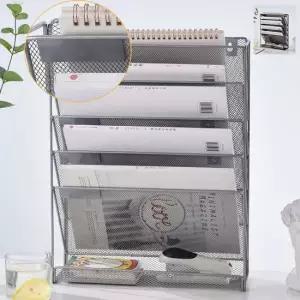 현이몰 철제 5단 파티션 수납포켓 선반 걸이 사무실 서류 책꽂이 파티션수납포켓 사무용품 사무실수납함