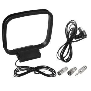 [미국배송] 실내 홈 스테레오 수신기 AV 오디오 시어터 전원을 위한 3개의 커넥터가 있는 AEDIKO FM 라디오 안테나 75옴 동축 및 AM 루프