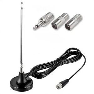 [미국배송] 스테레오 수신기용 슈케퍼 마그네틱 베이스 텔레스코픽 FM 라디오 안테나 9.84FT 동축 케이블 및 TV DAB AV 오디오 비디오 홈 시어터 튜너용 어댑터 3개 포함