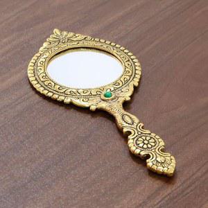 손거울 화장대 거울 앤틱 고급 크리데이크래프트 아름답게 조각된 둥근 모양 액자 골드 도금 금속 핸드 미러 메이크업 여행 살롱 결혼 선물용 장식용 거울 앤티크