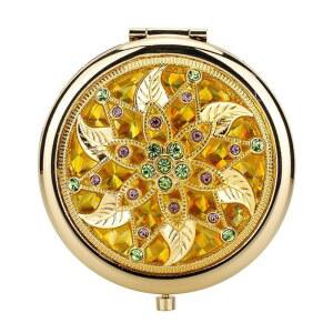 손거울 화장대 거울 앤틱 고급 BYVute 빈티지 메이크업 미러 메탈 휴대용 접이식 포켓 피콕 플로럴 베니티 양면 원형 컴팩트 화장품 여행용