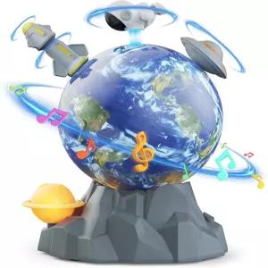 부드러운 앰비언트 라이트가 장착된 마그네틱 회전 우주 장난감 뮤지컬 볼 - 360° 로켓 우주비행사 및