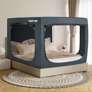 실내 휴대용 조명을 위한 BONA 침대 텐트 퀸 캐노피 와 성인을 수면 벙커 블랙아웃 통기성 프라이버시 공간