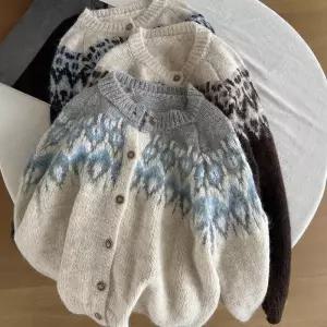 [라일리의류] Rly 겨울 패턴 도톰 여성 예쁜 긴팔 니트 가디건