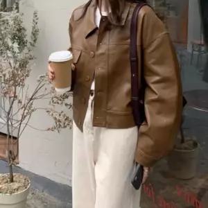 [라일리의류] Rly 캐주얼 가죽 아우터 오버핏 실루엣 시크한 분위기