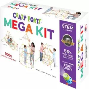 에베레스트 크레이지 포트 - 메가 키트 108pc 로드 볼 빌딩 세트 보너스 라이트 실내외 놀이 텐트 구조물