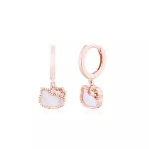 [헬로키티]산리오 헬로키티주얼리 원석컬렉션 실버 화이트자개 원터치 귀걸이 HLSE428P1