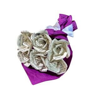 문학은 작은 꽃을 피운다 여성 미니 종이 꽃다발 u2013 프리러브드 페이지에서 수작업으로 만든 5인치 장미 6송이 기념일 생일 졸업식 결혼식 또는 데코를 위한 독특한 애호가 선물