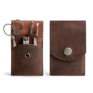 가죽 더블 손톱깎이 케이스, 남성 및 여성용 여행용 가위 커버, 그루밍 키트 개인 매니큐어 세트 오거나이저, 남성용 케어, 클 , 손톱 다듬기, 발톱 페디큐어, 커팅