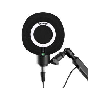 Micfuns C1 프로페셔널 마이크 윈드스크린 윈드 쉴드 팝 필터, 4.5cm-6cm(1.75인치-2.37인치) 녹음 스튜디오 마이크용 어쿠스틱 필터 (블랙)