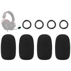 SOULWIT Hyperx 클라우드 /알파 /채팅 /코어 /비행 /미니 /궤도 /리볼버 /스팅어 시리즈 헤드폰용 보호 마이크 폼 커버 팝 필터 4개, Cloudx 헤드셋용 윈드스크린 - 블랙