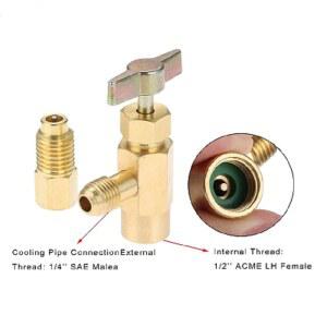 R1234YF 자체 밀봉 가능 R134A 탱크 어댑터 냉매 캔 병 탭 오프너(1/4'' SAE 암 1/2'' 수 어댑터 포함)