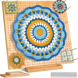 30핀으로 수작업으로 제작된 나의 디엠라이프 15인치 대나무 접이식 크로셰 차단 보드 - 정밀 프로젝트를