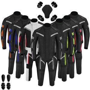 남성 u2019 2피스 모터사이클 수트 방수 CE 장갑 재킷 & 바지 | 올 웨더 바이커 기어 코듀라 원단, 보호용