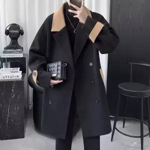 남자 출근룩 코트 하프 헨리넥 모직 겨울 트위드 트렌치 M스포4