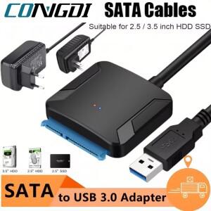 USB3.0 to SATA 3.5 HDD 케이블 III 하드 드라이브 어댑터 컨버터 2.5인치 SSD 디스크용 12V/2A 전원 포함