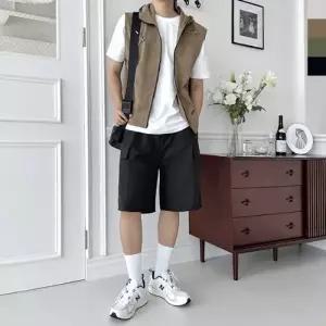 GSS SF1020M-NP52M 남자 고프코어 후드 바람막이 조끼 카고 7부 반바지 세트