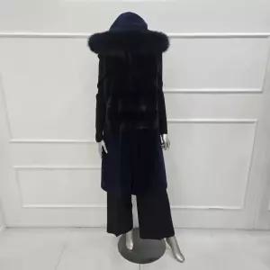 미니멈 MZDKFV0920NA 밍크배색 천연양모 후드폭스 롱 베스트 1017817