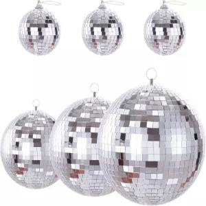 실버 디스코 볼 6팩 빅 미러 장식 크리스마스 걸이 파티 DJ 라이트 이펙트 무대 소품 홈 (3.2 6 8 10 )