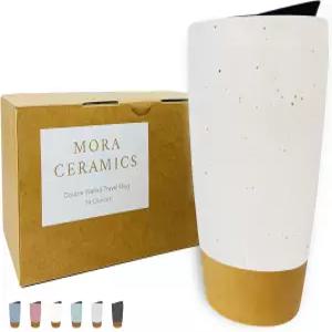 모라 더블 월 세라믹 커피 여행 머그 (뚜껑 포함) 14oz 휴대용 전자레인지/식기세척기 사용 가능
