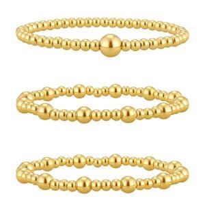 여성용 레옥스보 골드 비즈 팔찌 스택 도금 스트레치 엘라스틱 비드 볼 트렌디 주얼리 세트