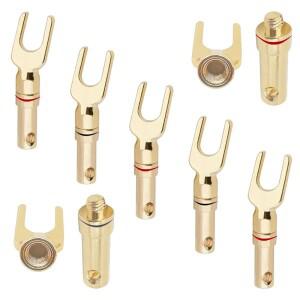 4/8피스 금도금 바나나 플러그 Y 모양 오디오 나사 포크 스피커 U 사운드 어댑터 커넥터