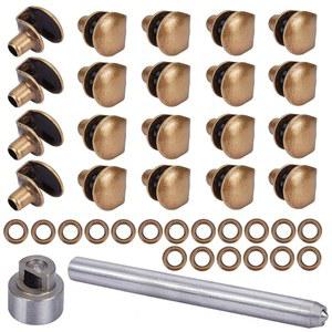 PH 팬더홀 20세트 부츠 후크 황동 신발 렛 버클 레이스 프레스 스터드 도구, 리벳 수리 키트 포함 등산화 작업용 야외 등산, 앤티크 브라운