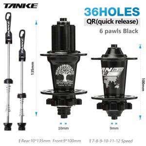TANKE 초경량 MTB 허브 36H 6 Pawls 베어링 120 클릭 Freehub 7-12 속도 디스크 브레이크 자전거 세트