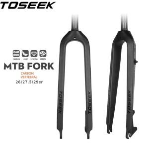 TOSEEK 카본 포크 스트레이트 튜브 산악 자전거 풀 MTB 리지드 9x100mm 퀵릴리즈 26 27.5 29