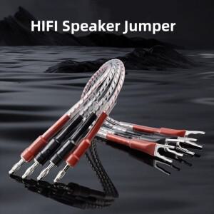 하이파이 스피커 점퍼 7N OCC 실버 도금 로듐 바나나 Y 플러그 오디오 앰프 케이블 (DVD CD 튜브 기기용)
