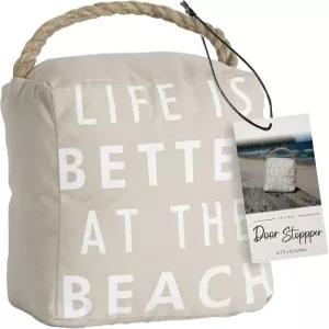 파빌리온 해변에서의 삶이 더 낫다 캔버스 도어 스토퍼 - 손잡이가 있는 가중 패브릭 장식 스톱 내부