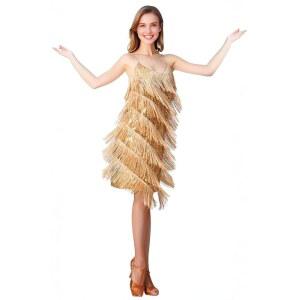 엘리도어 여성용 스팽글 프린지 플래퍼 파티 댄스 드레스 스트랩 개츠비 칵테일 볼룸 라틴 댄스웨어