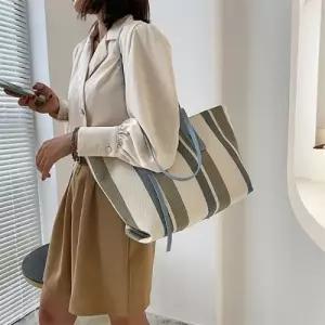 은창]스트라이프 롱라인 짜임 숄더백 에코백 가방 백 장바구니 쇼핑백 쇼퍼백 휴가 여성 여성용 여행 비치