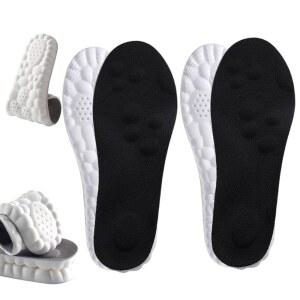 남성용 깔창, 4D 통기성 메모리 폼 클라우드 마사지 향상된 아치 지지대 및 쿠션감 있는 편안함, 발 , 모든 신발 유형에 적합합니다(블랙 2켤레, 남성 7~8켤레 / 여성 8.5~9.5)