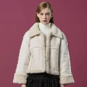 [KOLEAT]엘르 오버핏 스웨이드 플리스 무스탕 자켓 [Ivory]