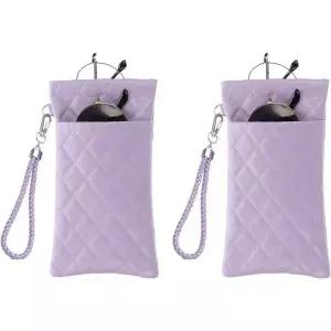 파티킬 더블 안경 케이스 가죽 소프트 2개 휴대용 선글라스 파우치 오거나이저 캐리 스트랩 포함 여성용 남