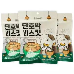 더주스 강아지 비스켓 쿠키 간식 단호박 비스킷 160g 3개 2259357 비스코티반려동물푸드 J