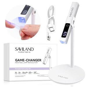 SAVILAND LED UV 라이트, 마그네틱 스탠드 및 LCD 화면 휴대용 네일 램프 키트 핸즈프리 2타이머 모드 미니 드라이어 스탠드, 젤 USB 충전식 무선 가정용 DIY 매니큐어 제공