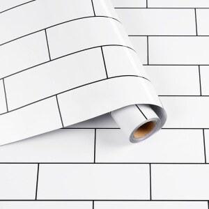 헬로월 블랙 화이트 벽돌 필 앤 스틱 벽지 타일 알루미늄 지하철 접촉 종이 롤 주방 백스플래시 학교 사물함 벽걸이 17.7