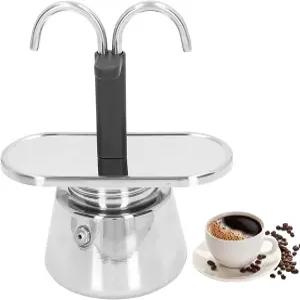 이하오싱 스테인리스 스틸 모카 포트 스토브탑 더블 스파우트 에스프레소 메이커 2컵 조작이 간편하고