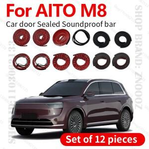 2024-2025 AITO M8 자동차 도어 씰 스트립 고무 더블 레이어 씰링 프로텍터 방음 방진 12PCS 세트