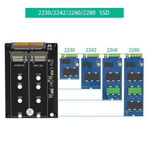 2in 1 M.2 NVME SSD 및 B 키 & M SFF-8639 U.2 프레임 브래킷 포함 mSATA 7mm 2.5 인치 드라이브