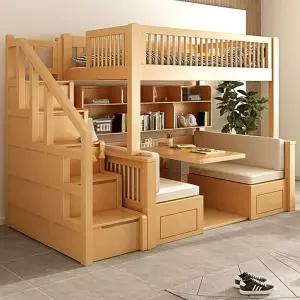 안전바 사다리형 너도밤나무 나무 벙커침대 계단 이층