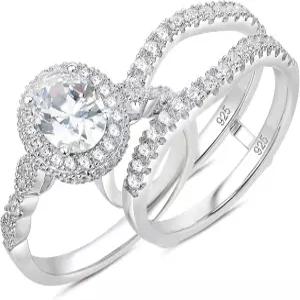 뉴쉬 주얼리 타원형 웨딩 세트 큐빅 지르코니아 약혼 반지 여성용 925 스털링 실버 링 인핸서 신부 결혼식