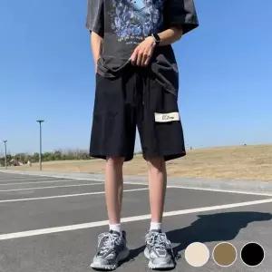 남성용 와이드핏 허리밴딩 빅포켓 코튼 반바지 여름팬츠