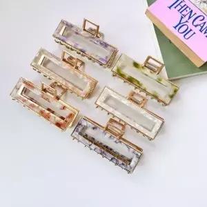 마블링 사각 메탈 집게핀 여성헤어악세사리 올림머리 빅사이즈