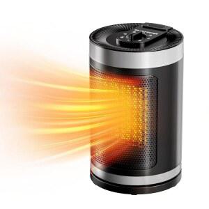 전기 공간 히터, 실내용 온도 센서가 장착된 휴대용 소형 디지털 디스플레이, 1-12시간 타이머, 에코 및 팬 모드, 사무실, 침실, 가정용 1500W PTC 세라믹 고속 안전