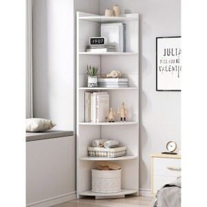 코너 수납장 모서리 선반 장식장 삼각형 화장실 진열장 6단 거실장 원목코너장 책장 캐비닛