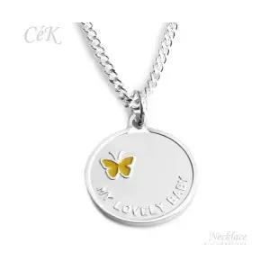 클루아조네코리아 키즈 은목걸이 스터링실버 나비 MY LOVELY BABY 각인가능 CeK 8190KN